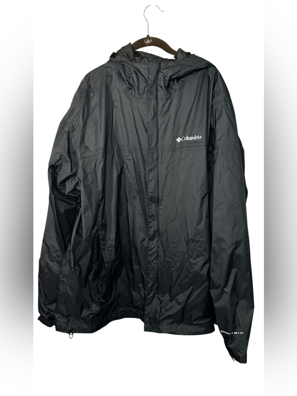 Columbia Omni-Tech Black Waterproof Hooded Rain Jacket XXL 2X Men’s